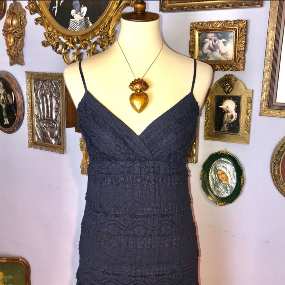 Eliza J Lace Bohemian Blue Maxi Dress Size 2